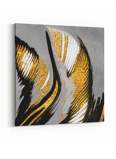 Square Canvas Wall Art Stretched Over Wooden Frame with Gold Floating Frame and Swan Wings Painting19