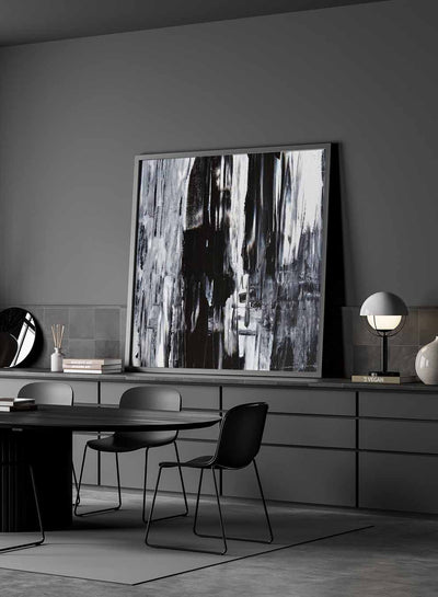 Square Canvas Wall Art Stretched Over Wooden Frame with Black Floating Frame and Abstract Art Painting20