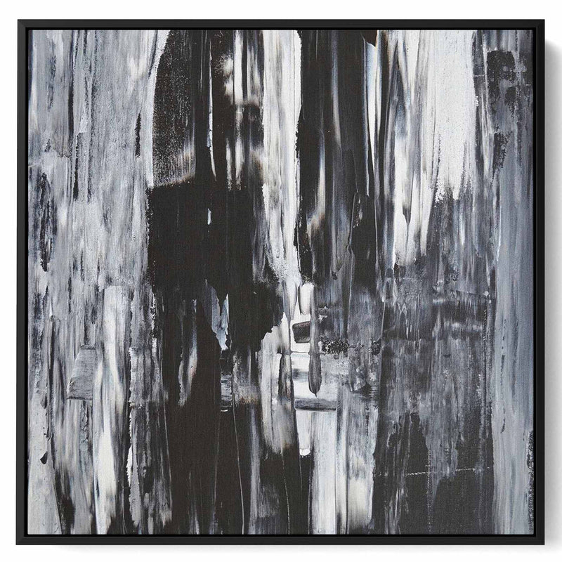 Square Canvas Wall Art Stretched Over Wooden Frame with Black Floating Frame and Abstract Art Painting20