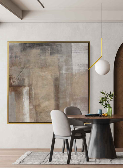 Square Canvas Wall Art Stretched Over Wooden Frame with Gold Floating Frame and Abstract Art Painting21