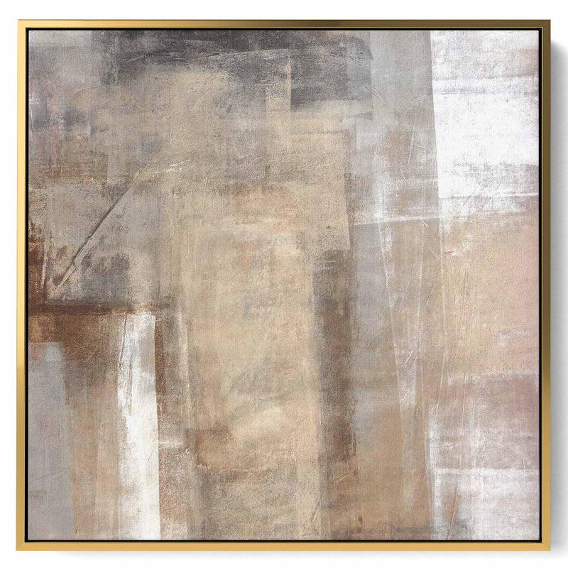 Square Canvas Wall Art Stretched Over Wooden Frame with Gold Floating Frame and Abstract Art Painting21