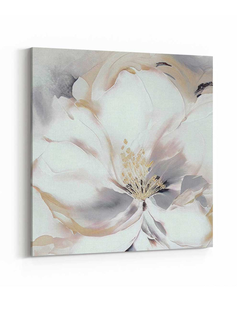 Square Canvas Wall Art Stretched Over Wooden Frame with Gold Floating Frame and Luxury Flower Art Painting27