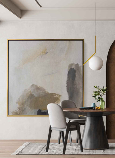 Square Canvas Wall Art Stretched Over Wooden Frame with Gold Floating Frame and Modern Abstract Painting33