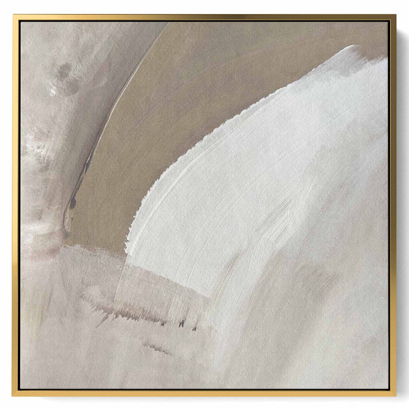 Square Canvas Wall Art Stretched Over Wooden Frame with Gold Floating Frame and Modern Abstract Painting34