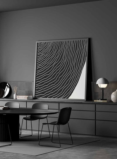 Square Canvas Wall Art Stretched Over Wooden Frame with Black Floating Frame and Trendy Abstract Painting38