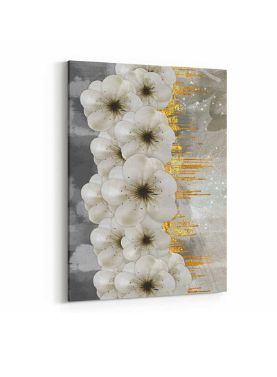 Canvas Wall Art Stretched Over Wooden Frame with Gold Floating Frame