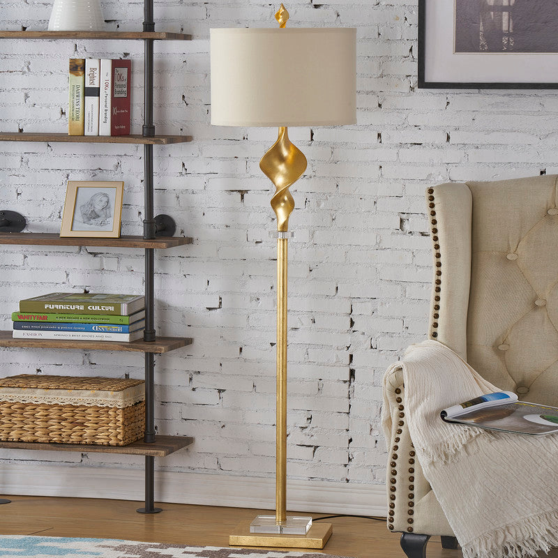 Natural Linen Shade Gold Floor Lamp