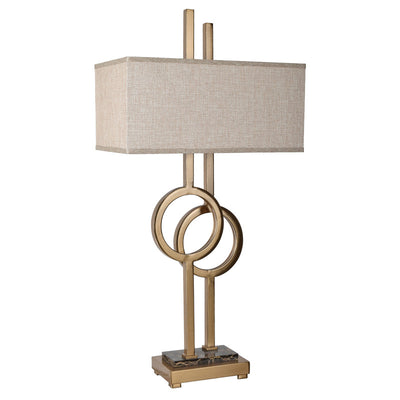 Crestview: Vinny Table Lamp34''Ht., Metal & Marble Soft Brass & Marble Finish17/10 x 17/10 x 8 Tan Linen Shade