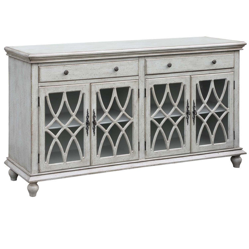 Paxton Pale Grey Console Table with Removable Shelves and Drawers