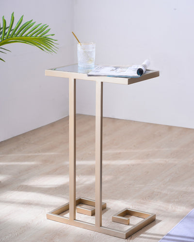 Sleek and Sophisticated Gold End Table with Mirrored Top
