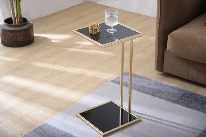 Modern Elegance with the Gold and Black Glass End Table