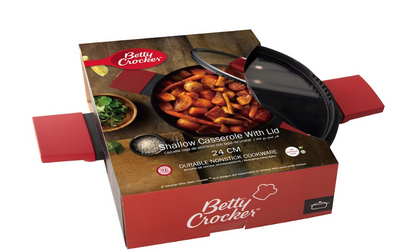 Betty Crocker Forged Aluminum Shallow Casserole & Lid (24CM-Thickness 2.8MM)