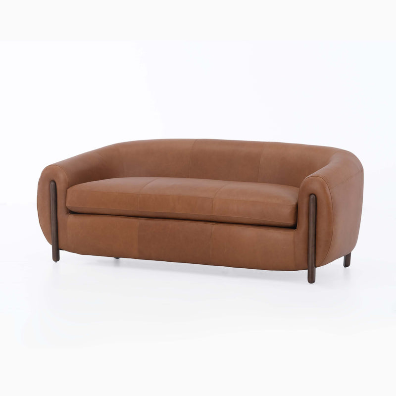 Grace Brown Leather  Loveseat (188Cm)