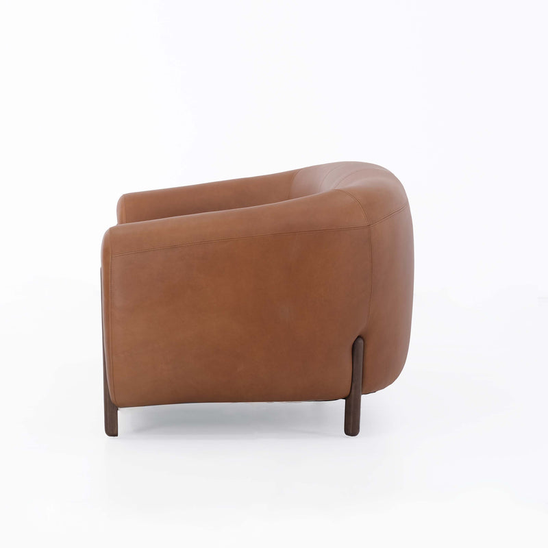 Grace Brown Leather  Loveseat (188Cm)