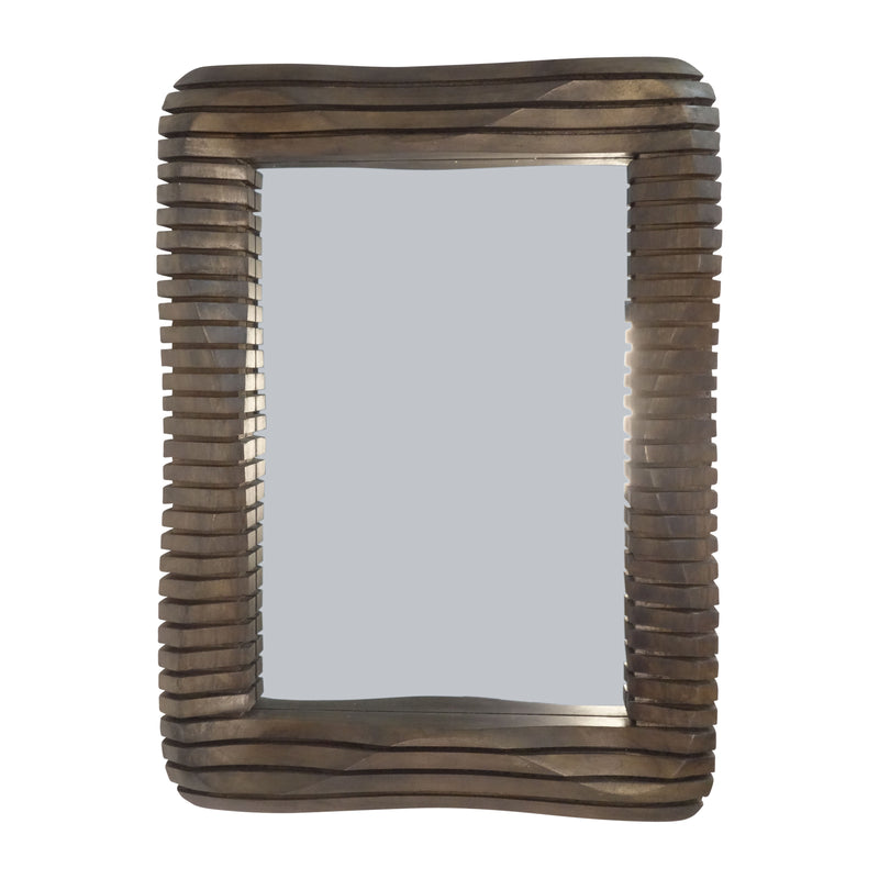 41X30" KENSINGTON SLATTED WOOD MIRROR, BROWN