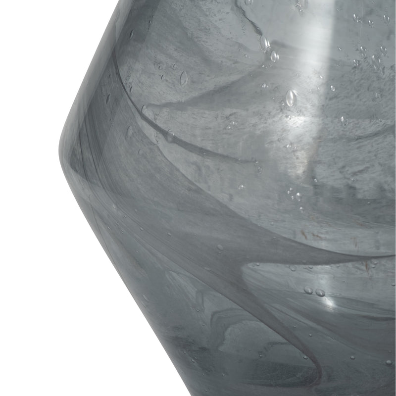 15" ABIGAIL SMALL BLUE SWIRL GLASS VASE