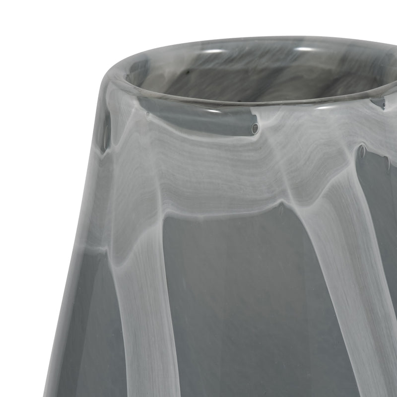 9" VICTORIA MEDIUM GRAY GLASS VASE