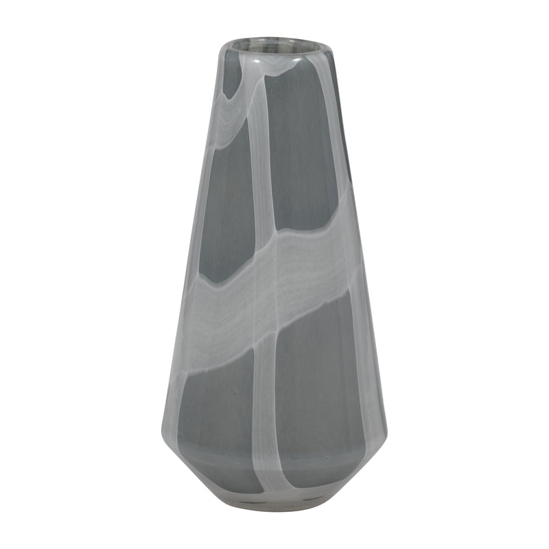 11" VICTORIA LARGE GRAY GLASS VASE