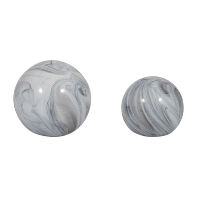 S/2 5/6" SERENITY BLUE SWIRL SPHERES