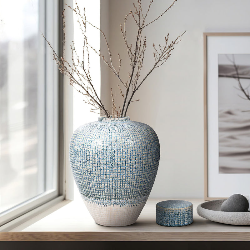 11" KASHION SMALL BLUE LIDDED JAR