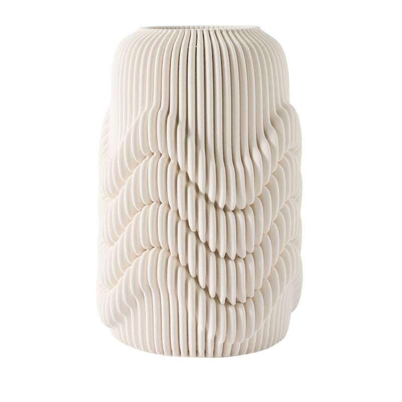 15" PROVIDENCE 3D PRINTED VASE, IVORY/BEIGE