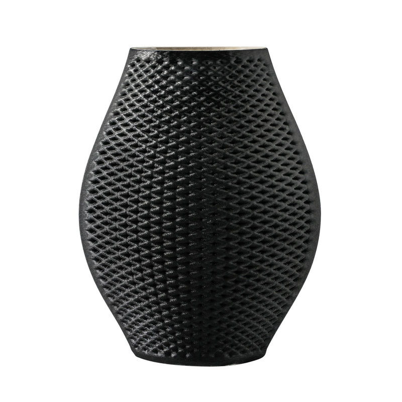 15" FERNANDO 3D PRINTED VASE, BLACK