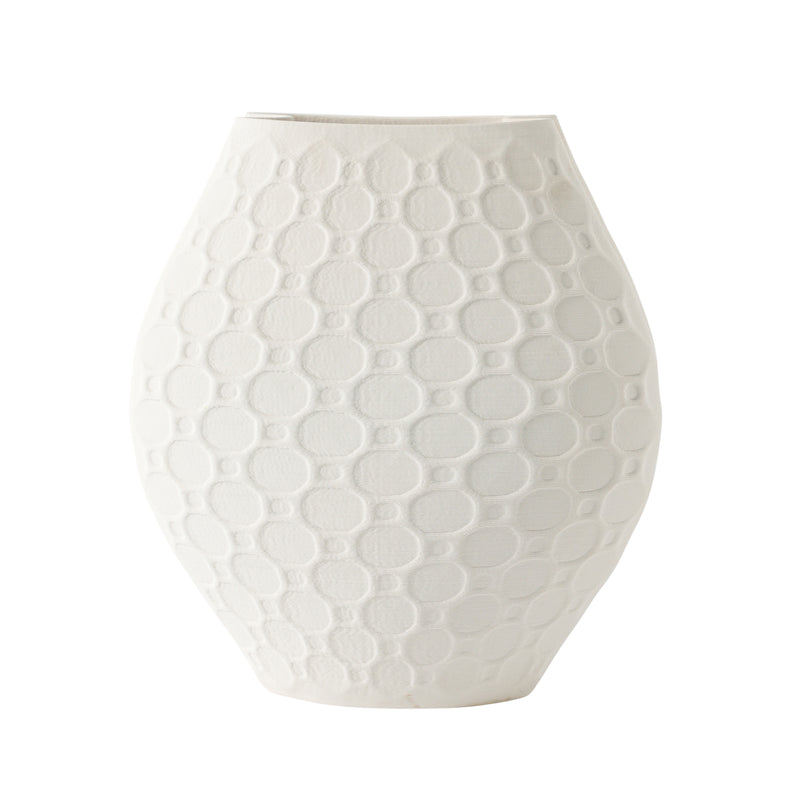 16" ELPHANTINE 3D PRINTED VASE, IVORY/BEIGE