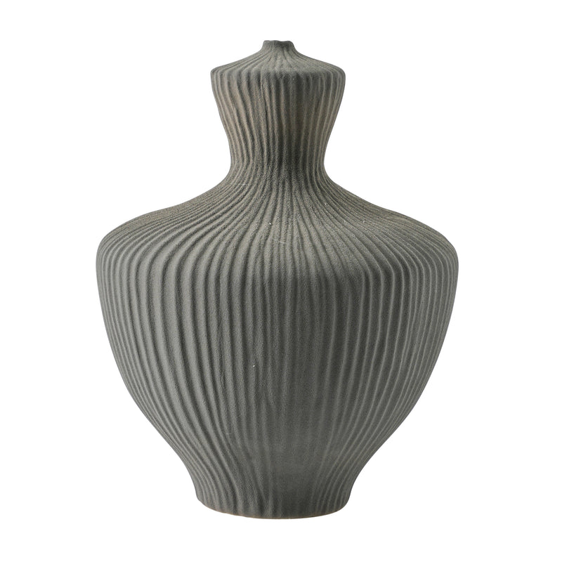 13" LOMBOK LARGE VASE, GRAY