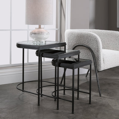 India Nesting Tables, Black, S/3