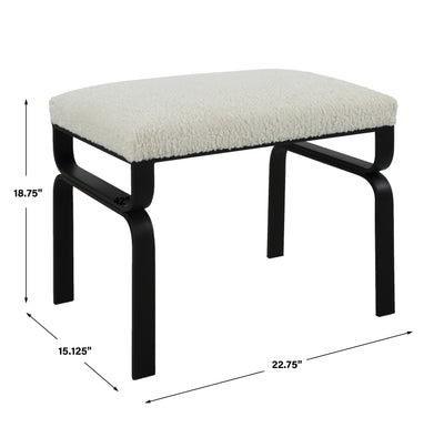 Diverge White Shearling Small Bench