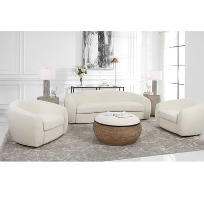 Uttermost Capra Art Deco White Sofa