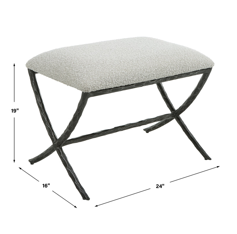 Brisby Gray Fabric Small Bench