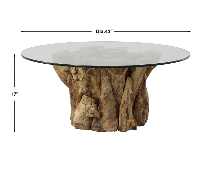 Uttermost Driftwood Glass Top Large Coffee Table