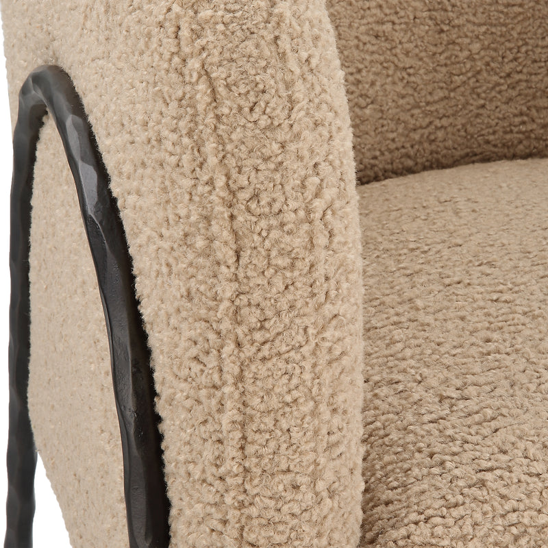 Jacobsen Tan Shearling Barrel Chair