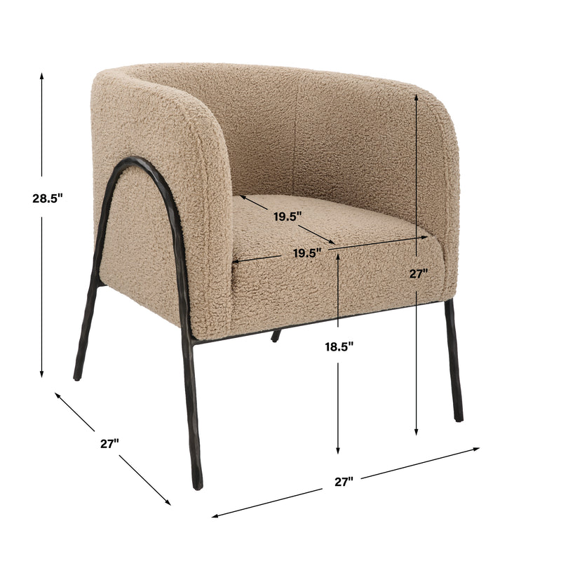 Jacobsen Tan Shearling Barrel Chair