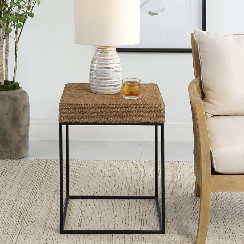 Laramie Rustic Rope Accent Table