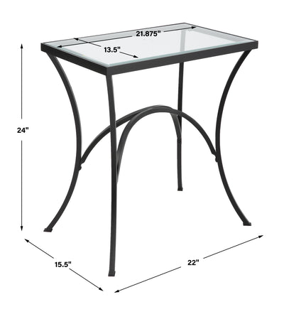 Uttermost Alayna Black Metal & Glass End Table