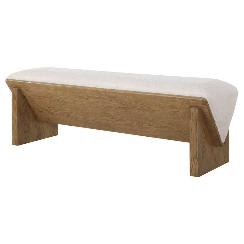 Wedged Ivory Fabric Bench