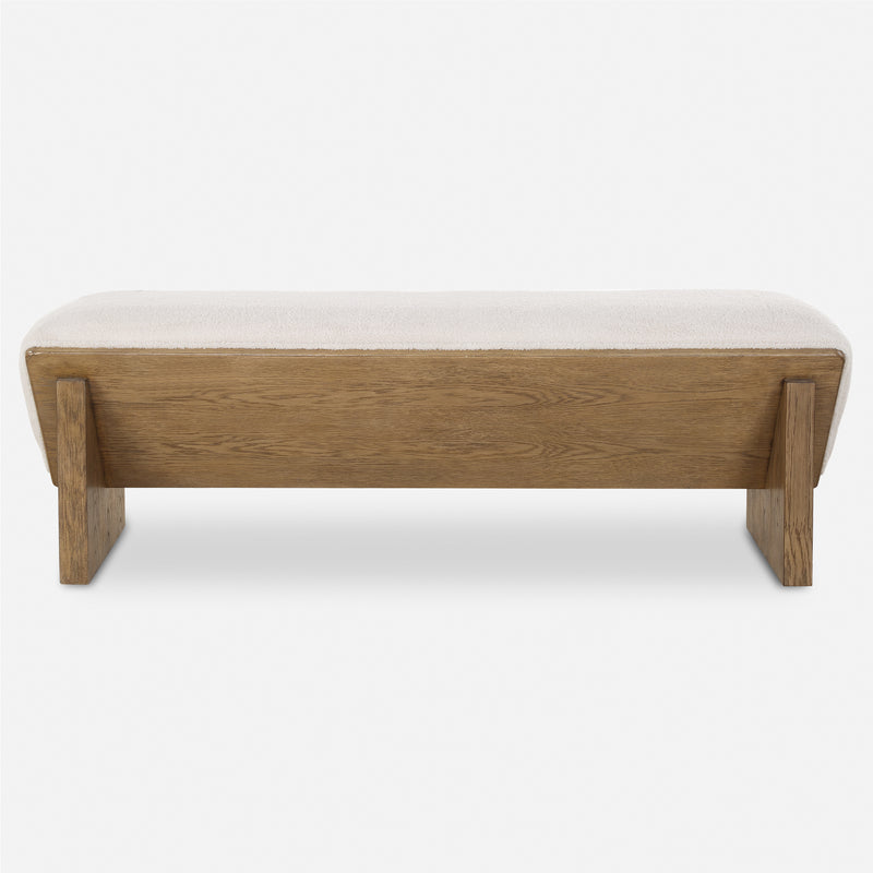 Wedged Ivory Fabric Bench