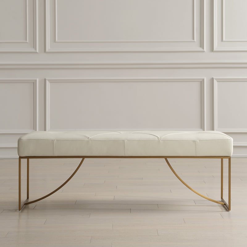 Swale Ivory Leather Bench