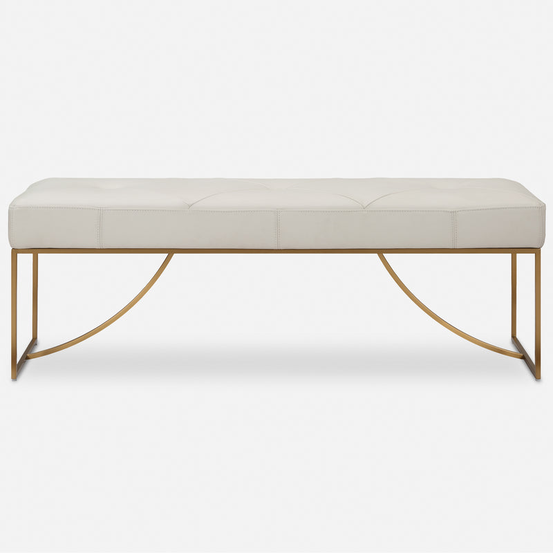 Swale Ivory Leather Bench