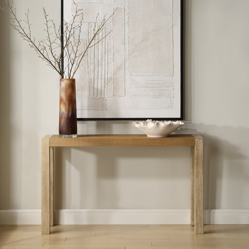 Bentley Grasscloth Console Table