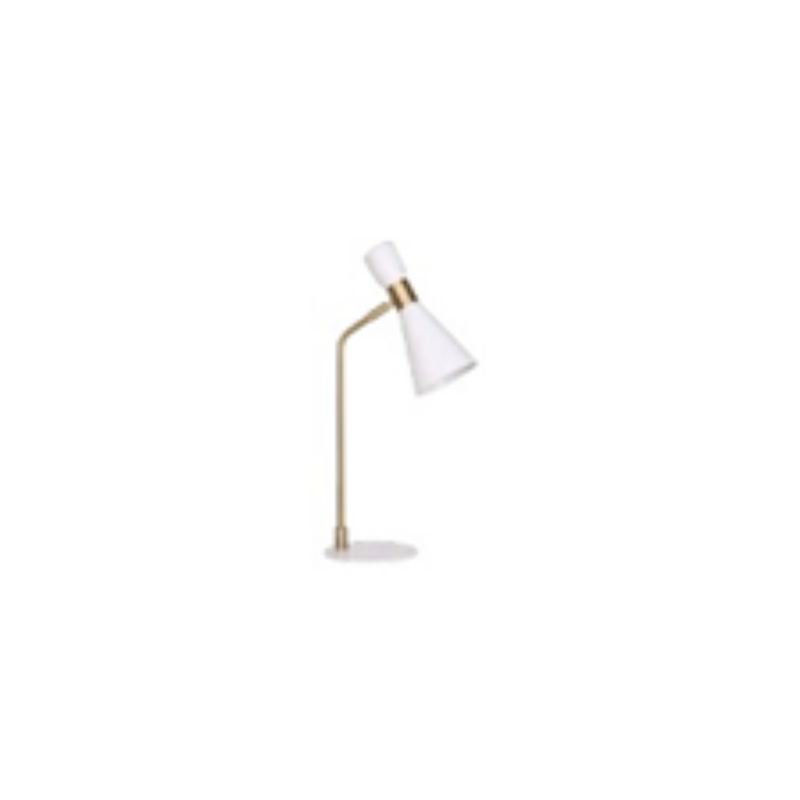 21" METAL TABLE LAMP, WHITE/GOLD