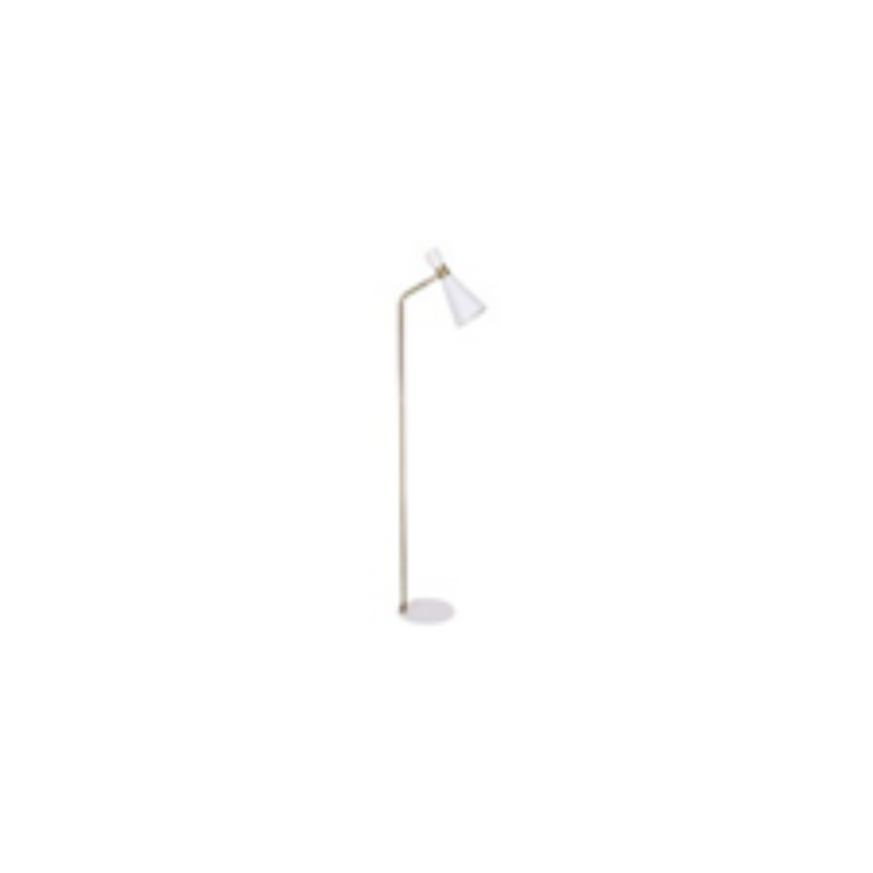 60" METAL FLOOR LAMP, WHITE/GOLD