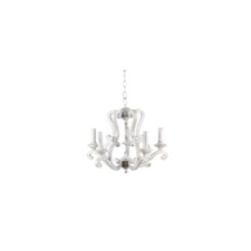 POLYRESIN 5 LIGHT WOOD LOOK CHANDELIER BEIGE