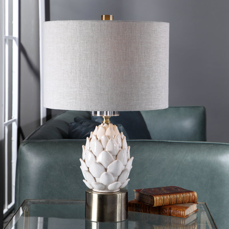 White Paintingichoke Table Lamp