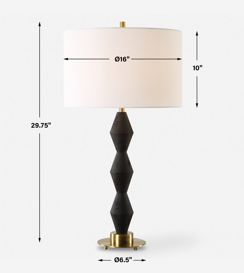 Threefold Black Stone Table Lamp