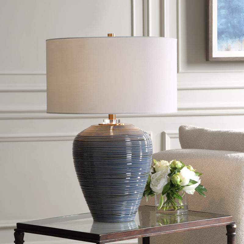 Moher Glossy Blue Table Lamp