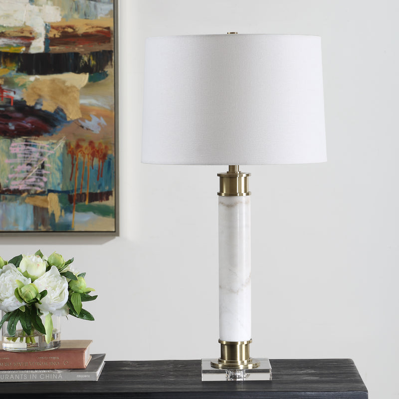 Plinth White Marble Table Lamp