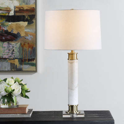 Plinth White Marble Table Lamp